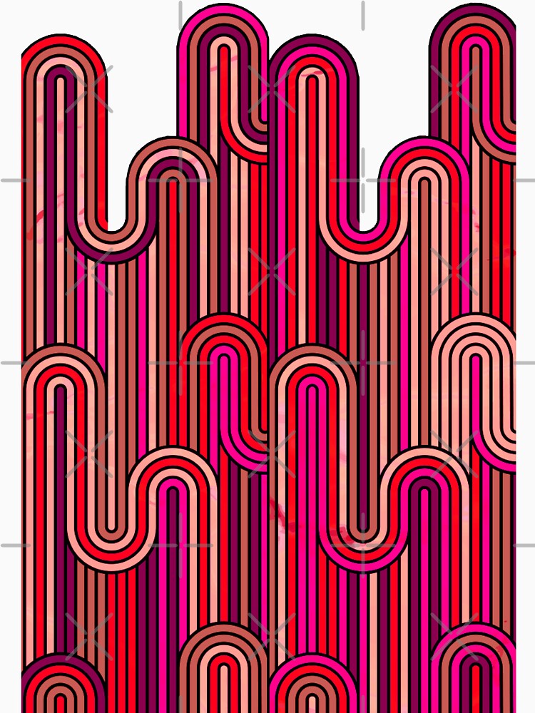Retro Wavy Stripes - Orange Pink by SilverPegasus