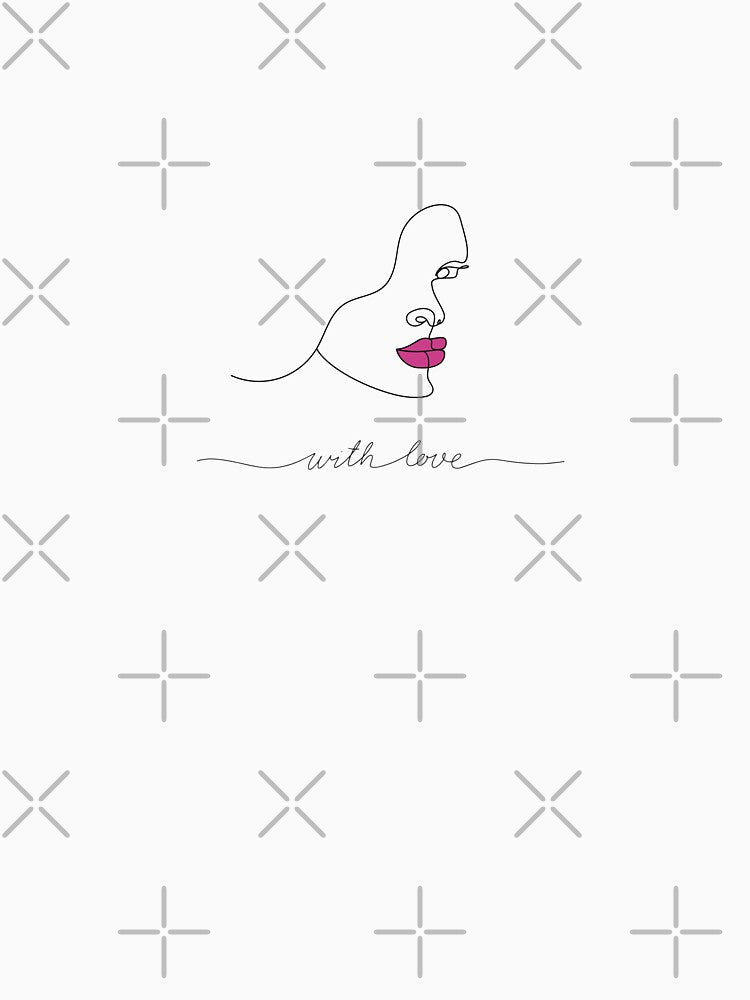 Elegant Single Line Female Portrait with Pink Accented lips by ArtGMerch