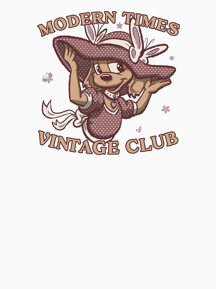 modern times vintage club - cartoon cute dressed puppy by hayrpictures Unisex , , , Long Sleeve Tee