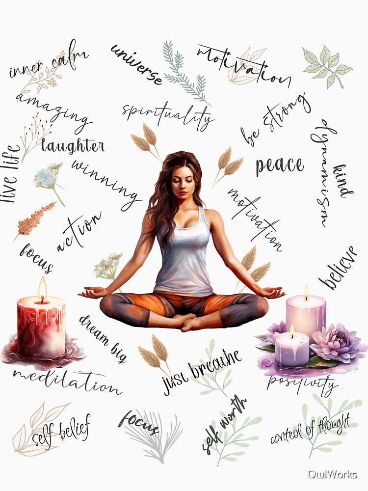 Yoga Affirmations Poster:Motivation:Meditation:Inner Peace by OwlWorks