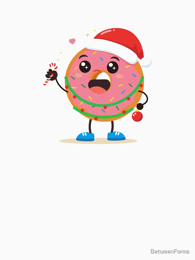 Cute Christmas Donut Illustration by BetweenForms Unisex , , , Long Sleeve Tee