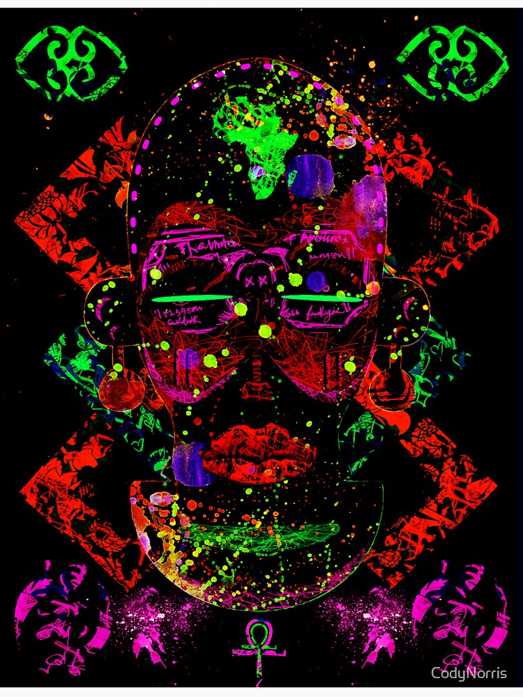 Zulu Woman Warrior Blacklight Glow in the dark Pattern by CodyNorris