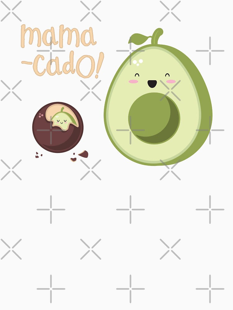 Avocado mamacado kawaii design by high5doodle Unisex , , , Long Sleeve Tee