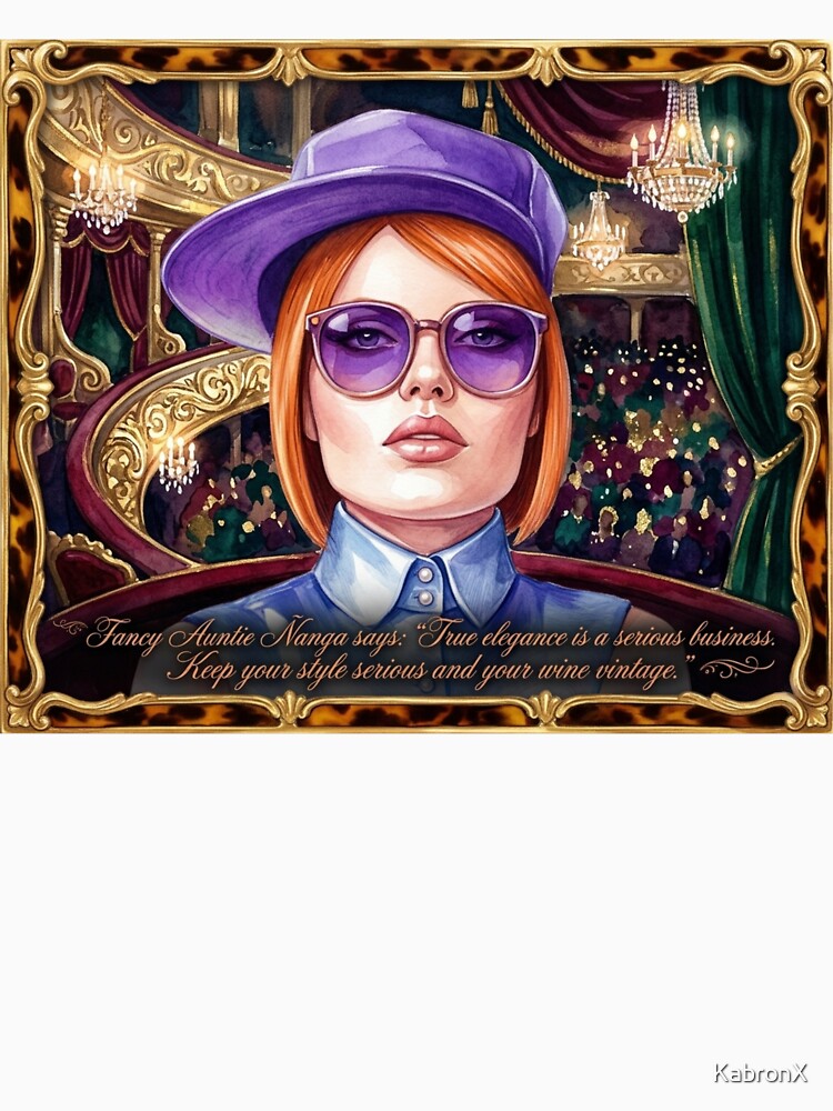 Fancy Auntie Ñanga True Elegance: Funny Wine & Theater Art by KabronX Unisex , , , Long Sleeve Tee