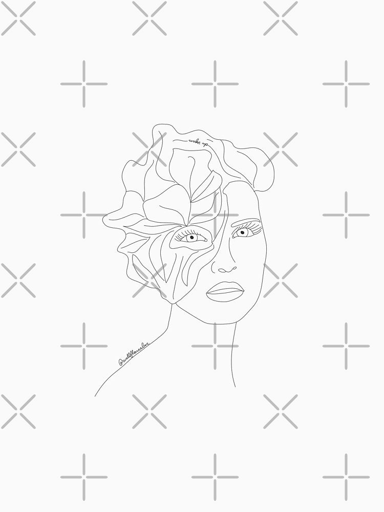 Floral Face Line Art by wallflowerbee