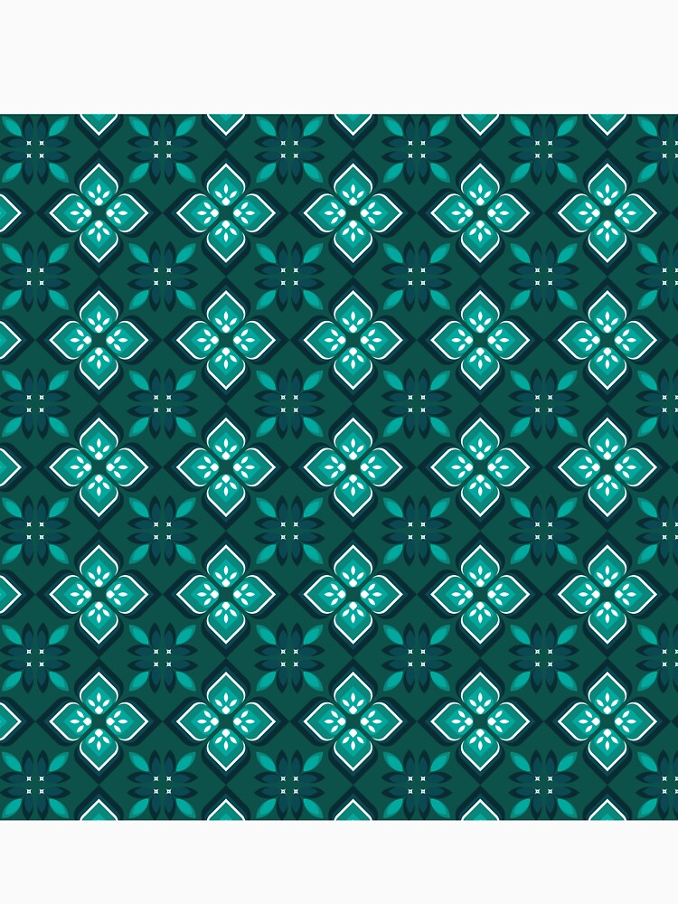Editable seamless pattern with soft floral in blue Aegean, green Seafoam, and blue Denim by zephstudoartist