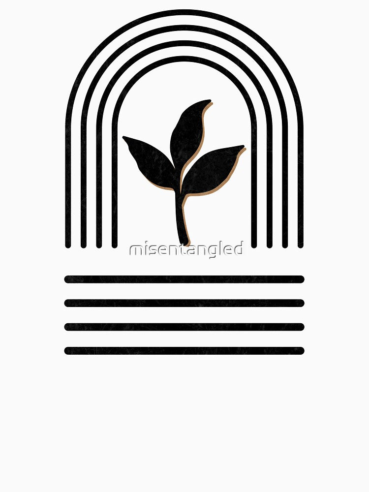 Arches and plant minimal black line art on parchment by misentangled