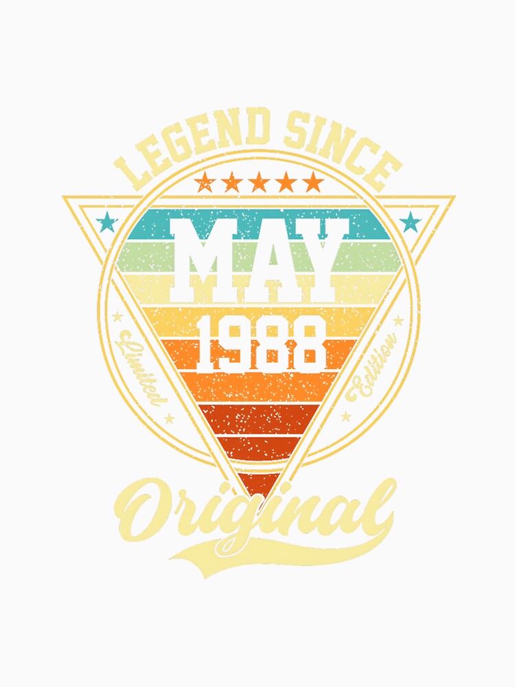 Vintage 38th Birthday Legend Since May 1988 Premium Tri-Blend by SylviaYLaughlin Unisex , , , Long Sleeve Tee