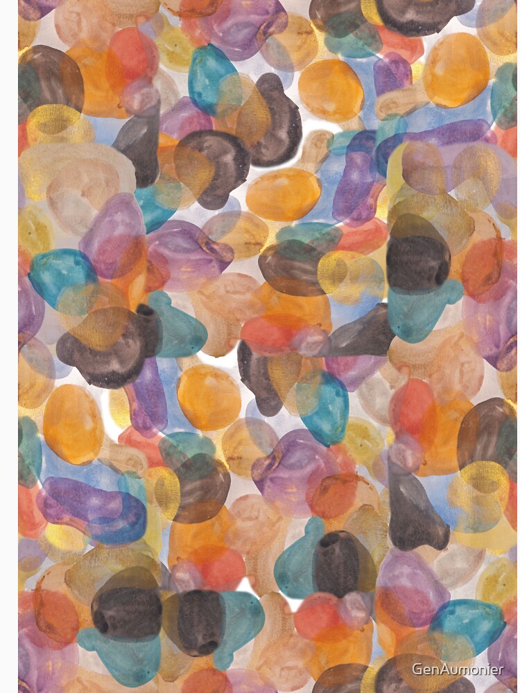 Rainbow and Gold Blobs Hand Painted Abstract Watercolor by GenAumonier