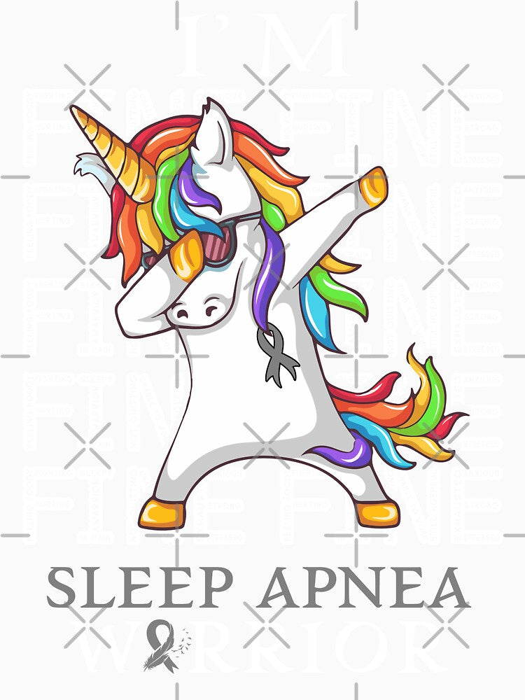 Unicorn Sleep Apnea Warrior I'm Fine Sleep Apnea Awareness by Hatjar Unisex , , , Long Sleeve Tee