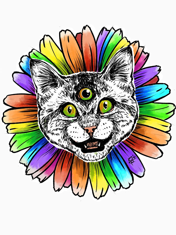 Flower Power Kitty Kat by InsomniaHeadArt