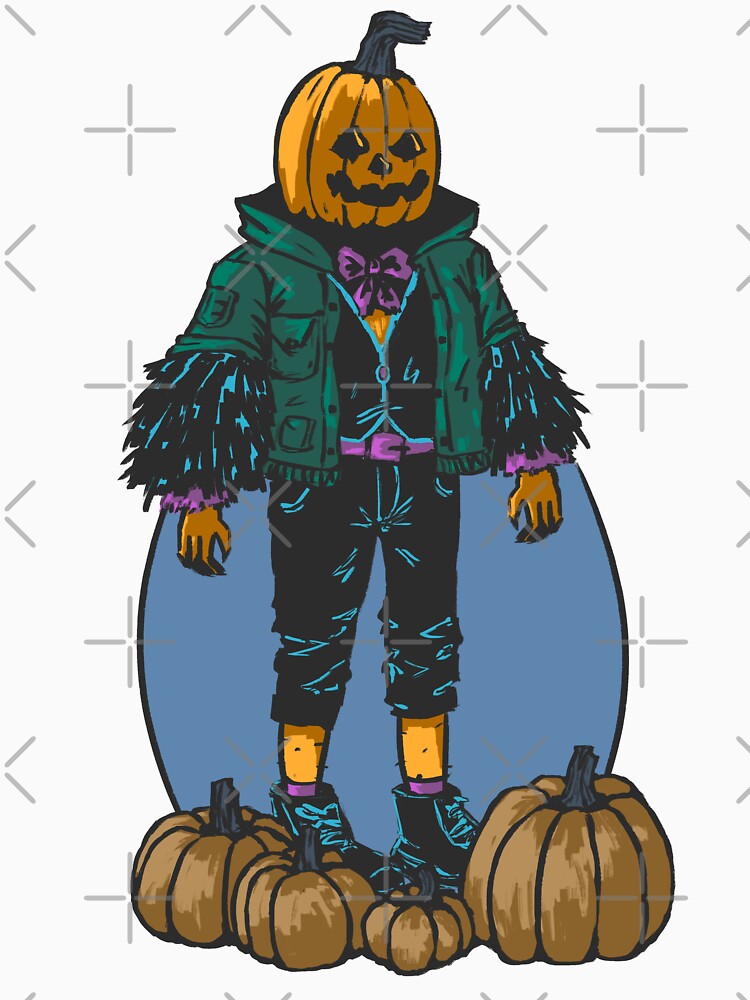 Stylish scarecrow with pumpkins by MadArtist123 Unisex , , , Long Sleeve Tee