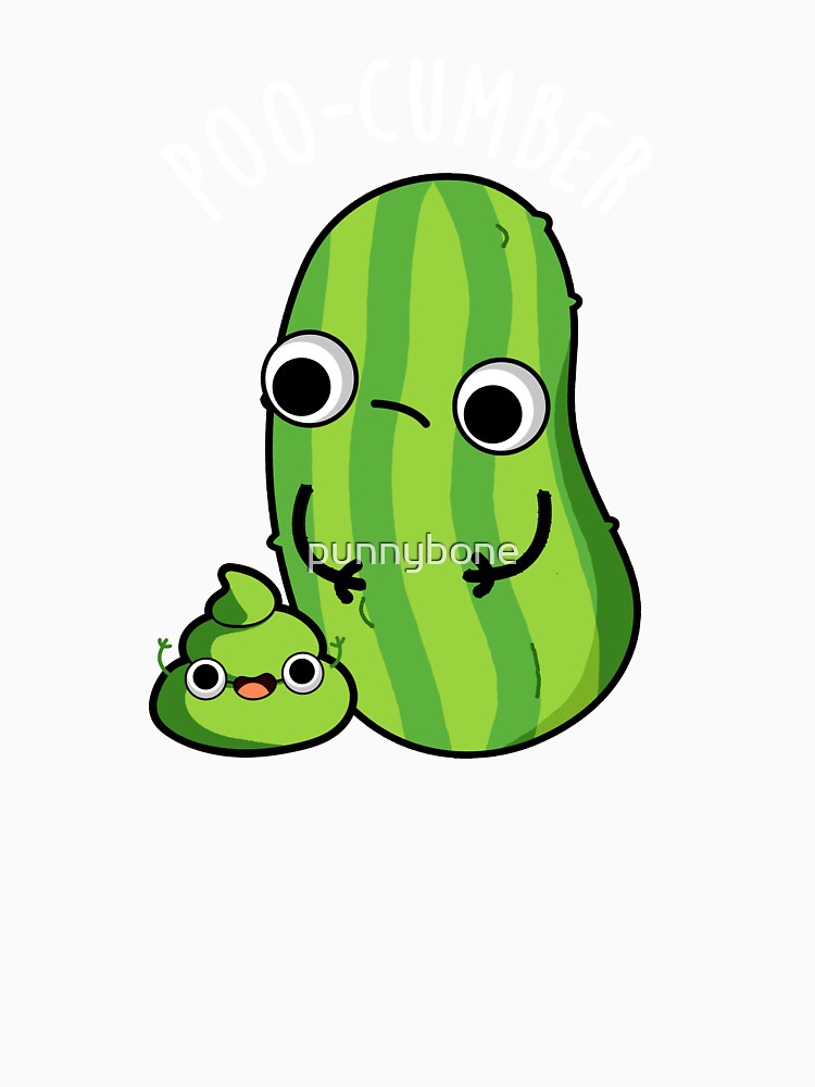 Poo-cumber Funny Cucumber Pun (Dark BG) by punnybone Unisex , , , Long Sleeve Tee