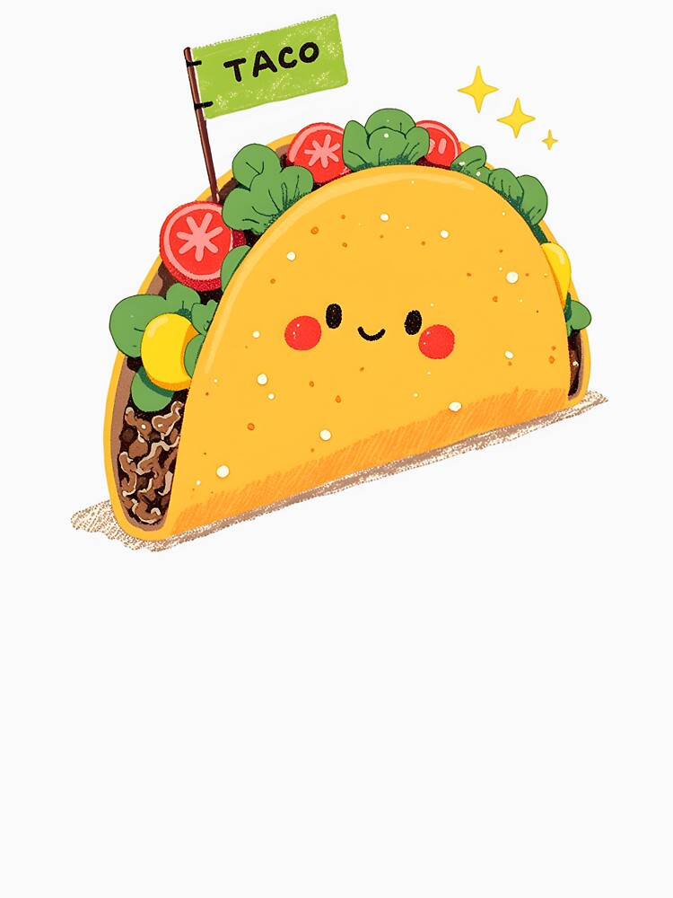 Cute Kawaii Taco with Taco Sign – Adorable Food Art by DesertOptimist Unisex , , , Long Sleeve Tee