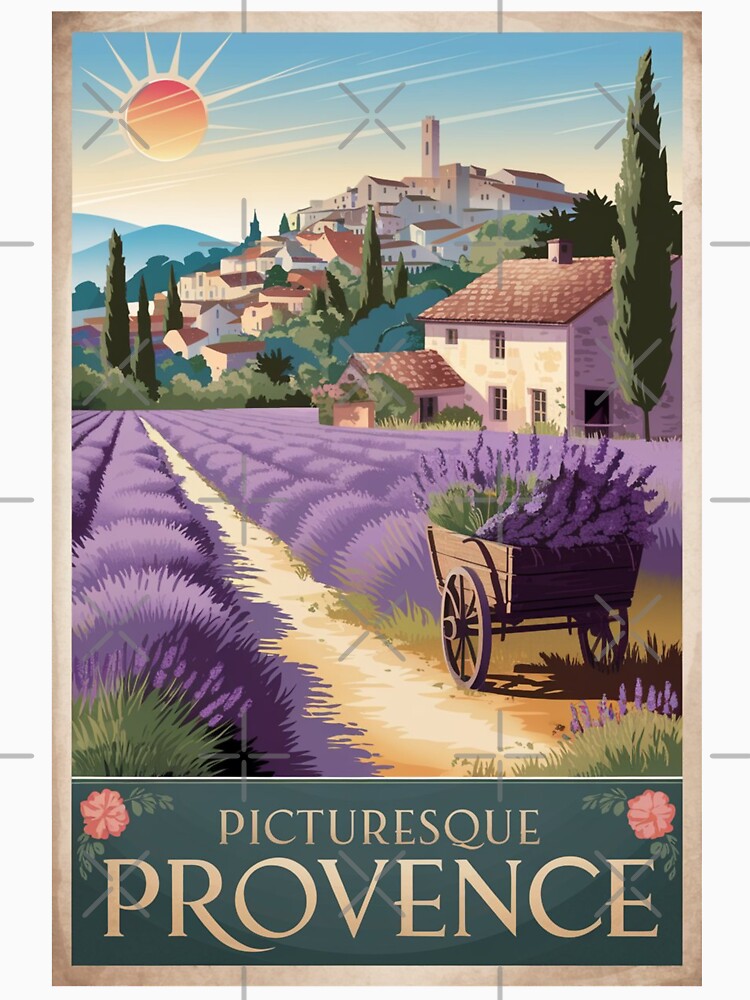 Provence Vintage Travel Poster by TravelerRat Unisex , , , Long Sleeve Tee