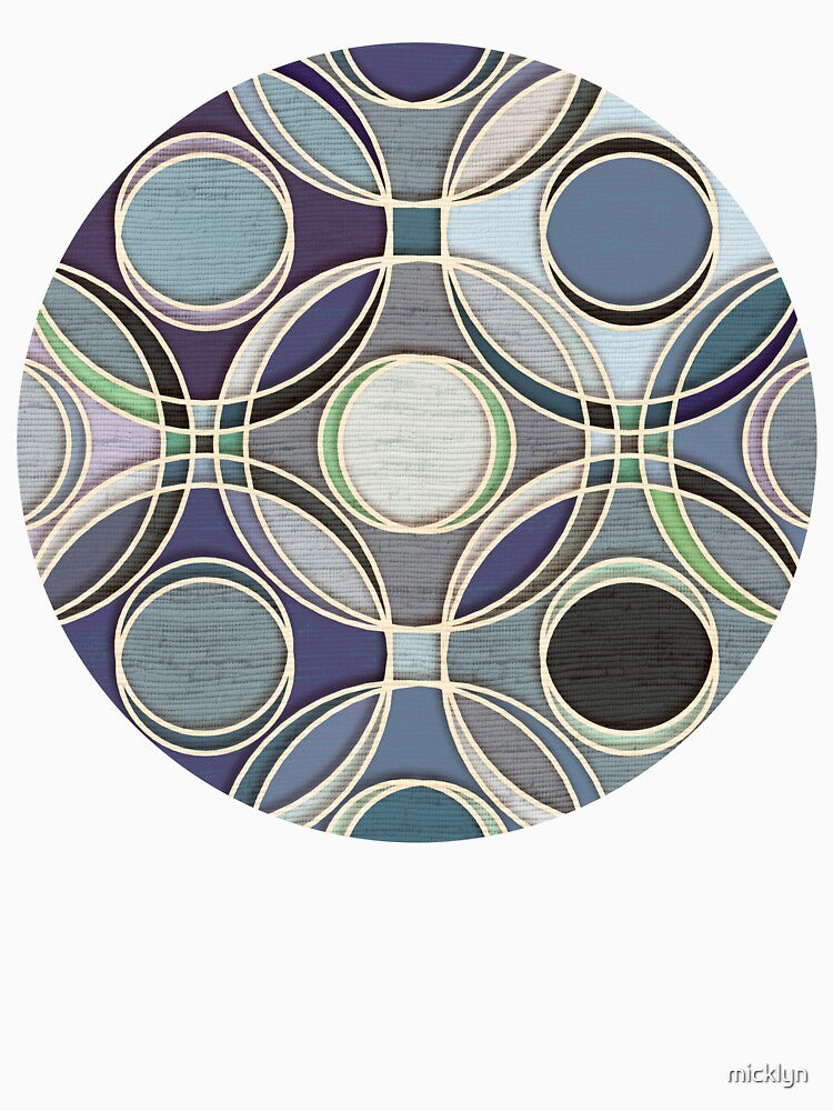 Textured Circles Geometric Abstract in Calm Cool Colors by micklyn