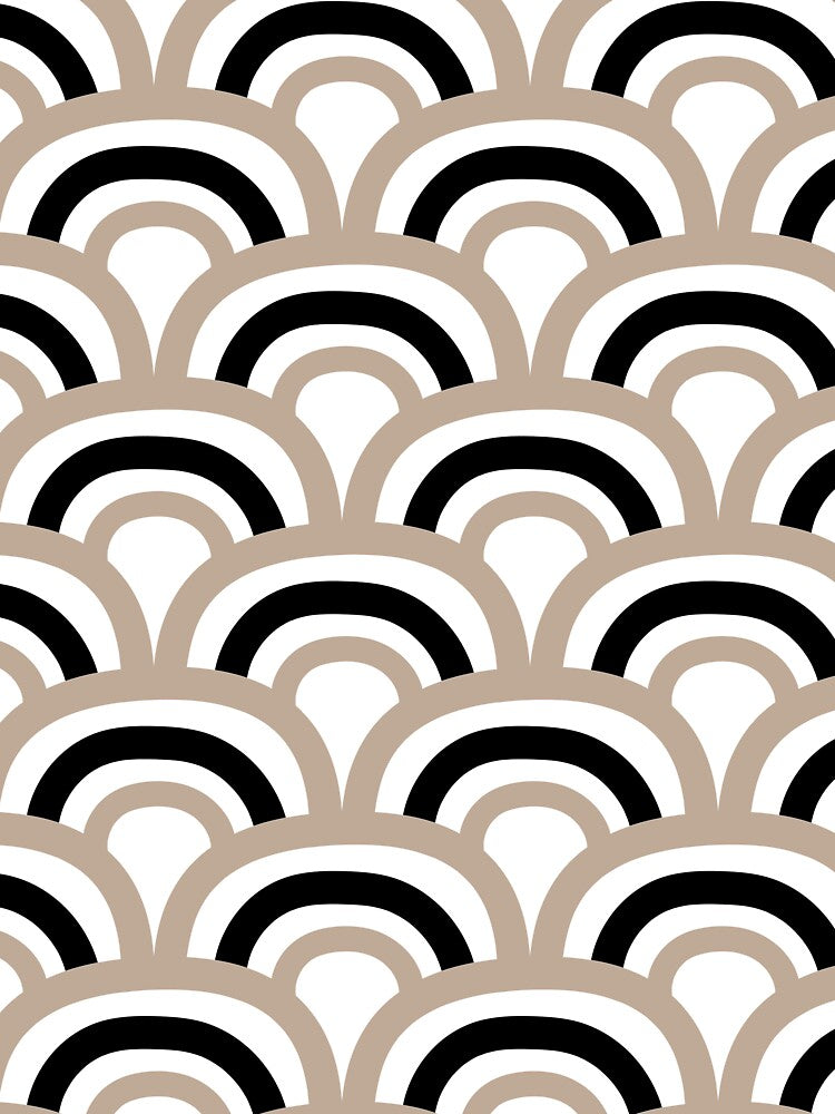 Brown Black and White Scallop Stripe Pattern Pairs DE 2022 Popular Color Trail Dust DE6123 by ColorOfTheYears