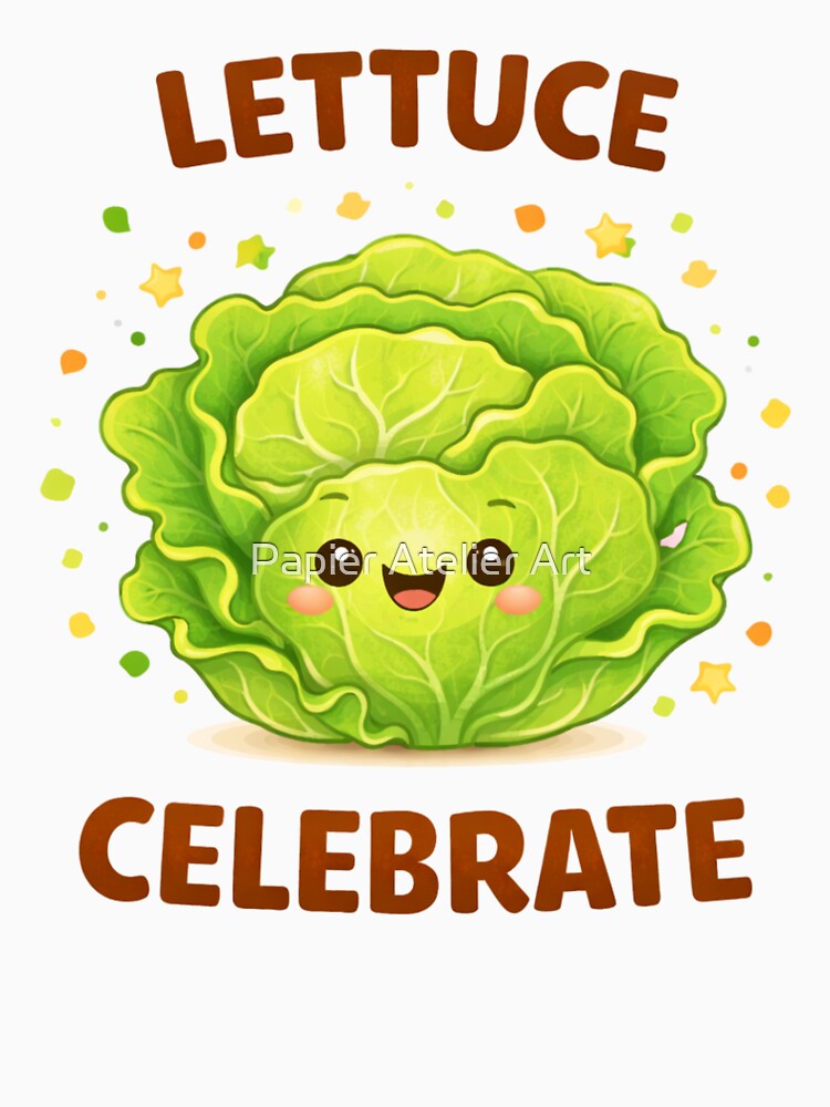 Lettuce Celebrate Cute Food Pun by Papier Atelier Art Unisex , , , Long Sleeve Tee