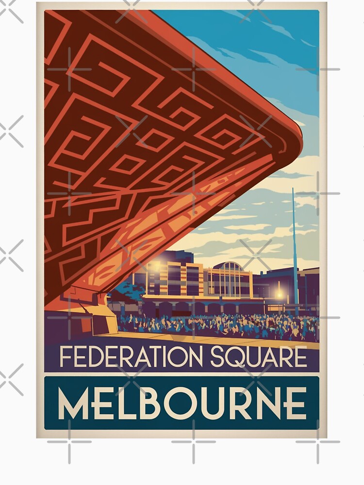 Melbourne Vintage Travel Poster by TravelerRat Unisex , , , Long Sleeve Tee