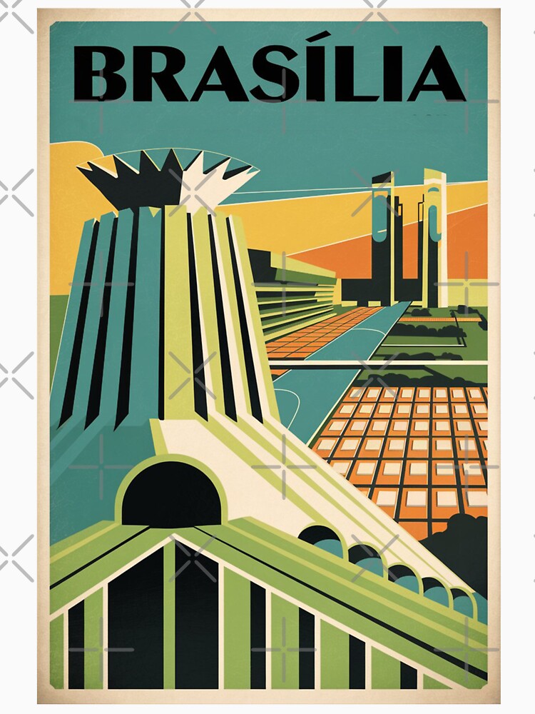 Brasilia Vintage Travel Poster by TravelerRat Unisex , , , Long Sleeve Tee