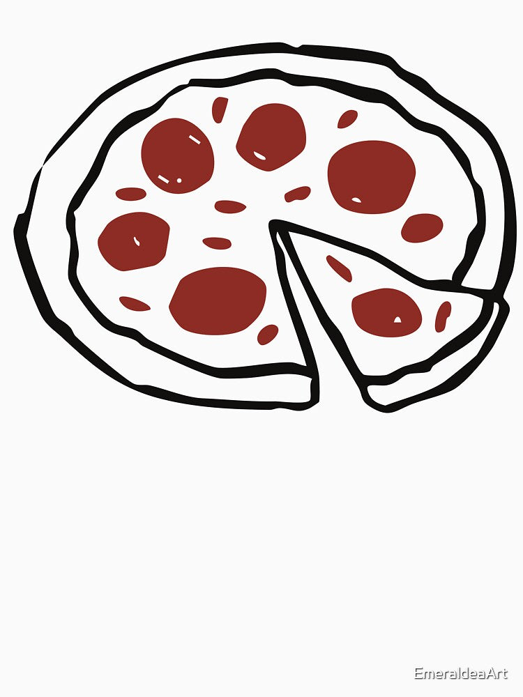 Italian Pizza Doodle – Black Line Art Illustration by EmeraldeaArt