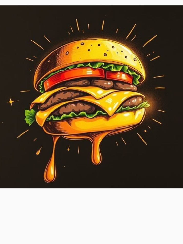 Tasty Burger Cartoon Style Artwork by NivyasArtistry Unisex , , , Long Sleeve Tee