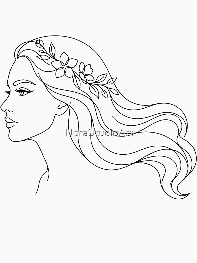 Goddess Glow: Minimalist Fine Line Beauty Portrait by NoraStudioArt