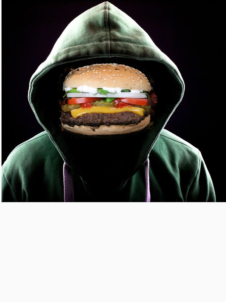 Burger Face by Surreallytee Unisex , , , Long Sleeve Tee