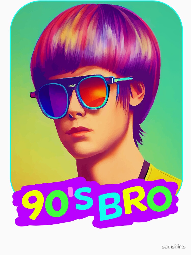 90's Bro with Bowlcut Retro Party Design for Men Born in the 90s by samshirts Unisex , , , Long Sleeve Tee