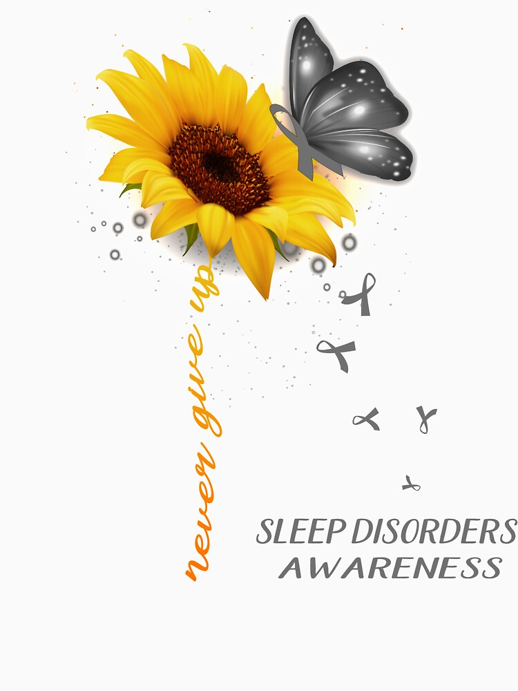 Never Give Up Sunflower Ribbon Sleep Disorders Awareness by deputylove Unisex , , , Long Sleeve Tee