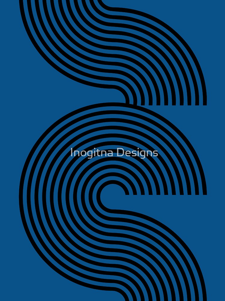 Cobalt Royal Blue Line Pattern Mid Century Modern by Inogitna Designs