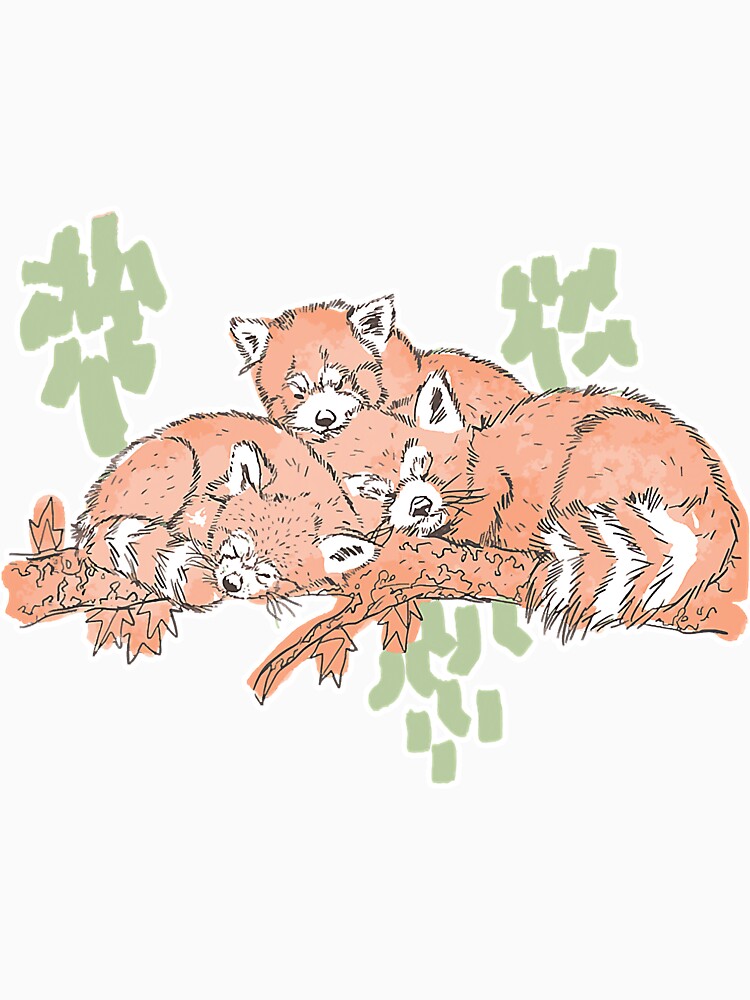 Red Panda Watercolor Sleeping Lazy Red by SkyCloudBlue Unisex , , , Long Sleeve Tee