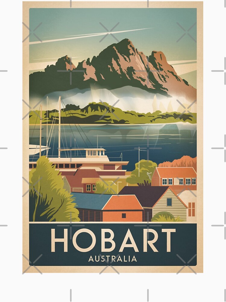 Hobart Vintage Travel Poster by TravelerRat Unisex , , , Long Sleeve Tee
