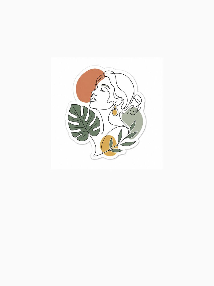 Minimalist Boho Woman Line Art Sticker by Monesh-Studio