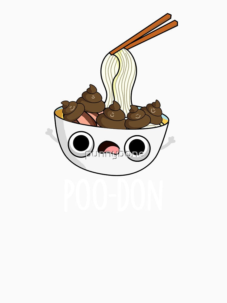 Poo-don Funny Udon Pun (Dark BG) by punnybone Unisex , , , Long Sleeve Tee