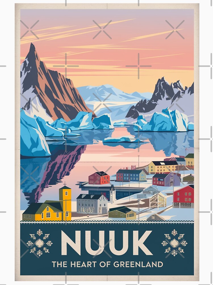 Nuuk Vintage Travel Poster by TravelerRat Unisex , , , Long Sleeve Tee