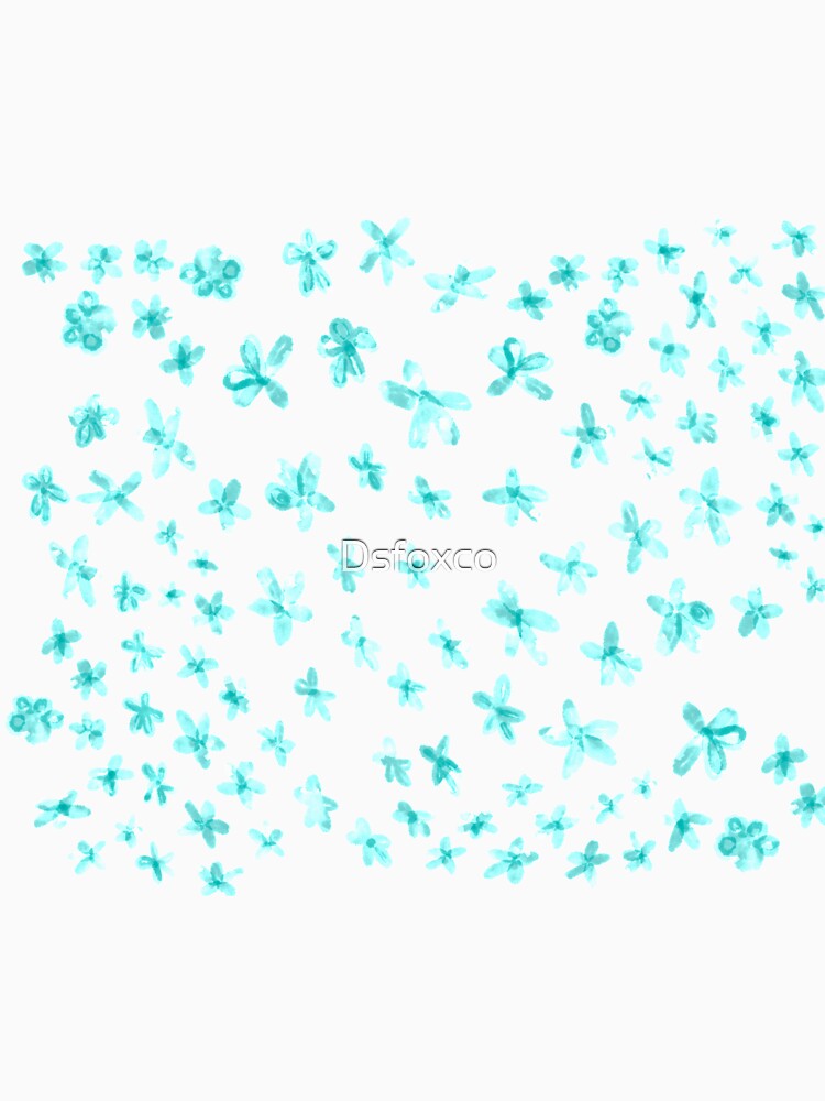Teal Flowers by Dsfoxco Unisex , , , Long Sleeve Tee