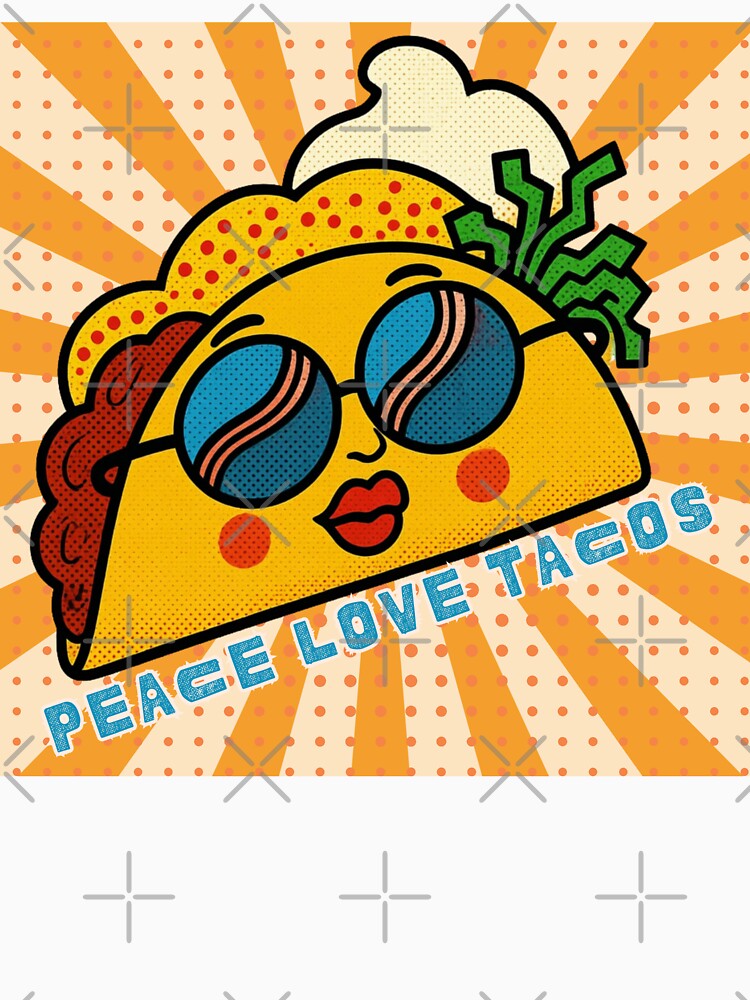 Peace Love Tacos Vintage Pop Art Food Face by MsBrillMakes Unisex , , , Long Sleeve Tee