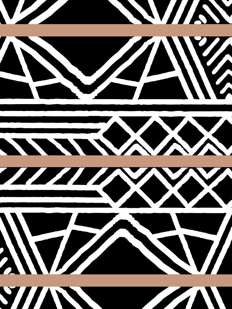 Tan Black and White Mudcloth Stripe Pattern Pairs DE 2022 Popular Color Chinook Salmon DET456 by ColorOfTheYears