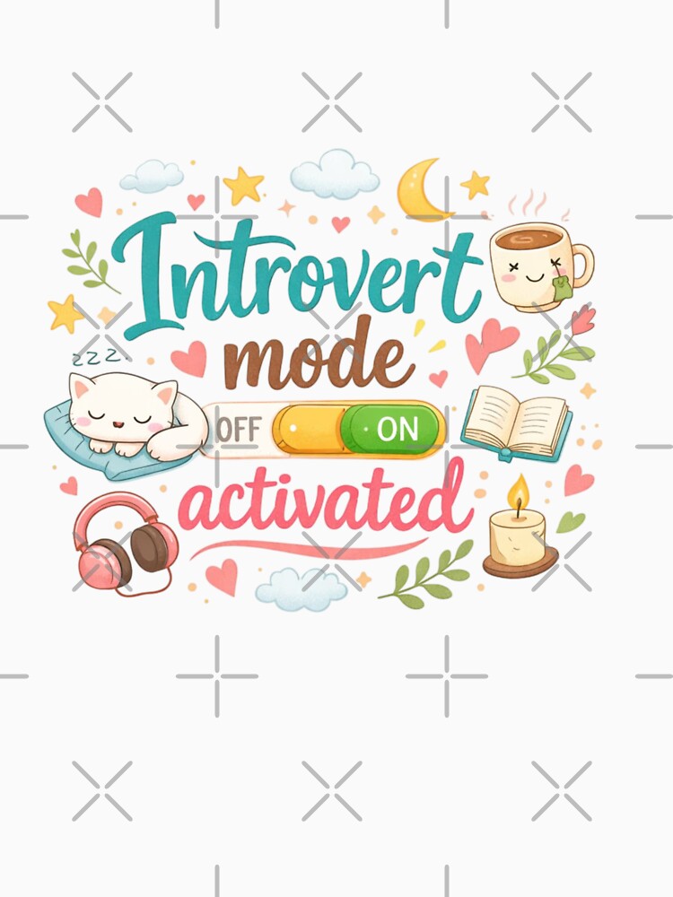 Introvert Mode Activated Cute Aesthetic Design | Anti Social Club Funny Quote by Sanika arts