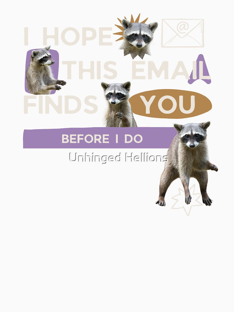 Funny Office Email Raccoon Meme by Unhinged Hellions Unisex , , , Long Sleeve Tee