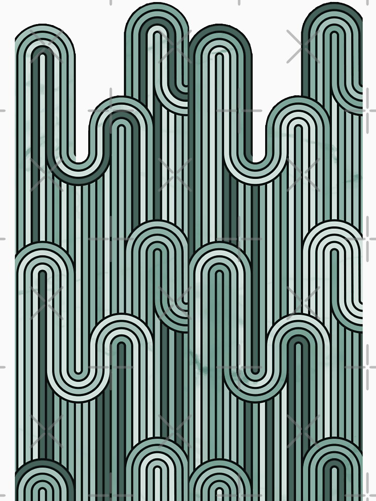 Retro Wavy Stripes - Sage Green by SilverPegasus