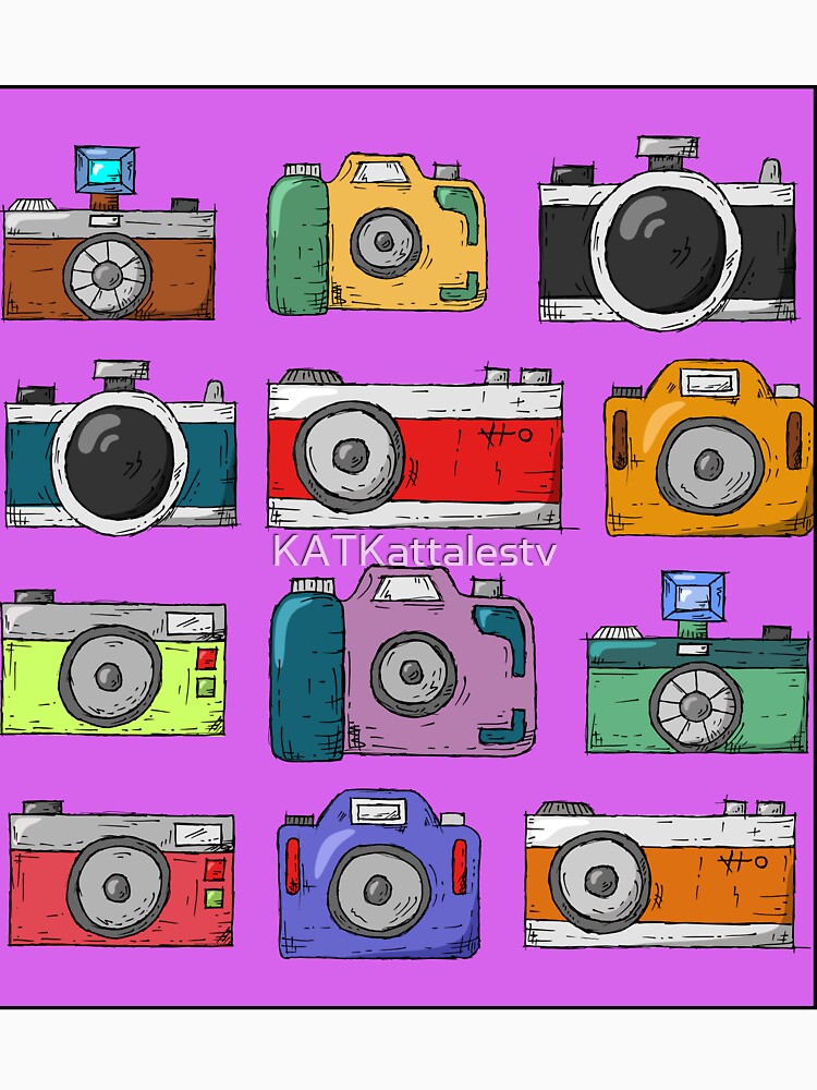 Cameras on Dark Pink by KATKattalestv Unisex , , , Long Sleeve Tee
