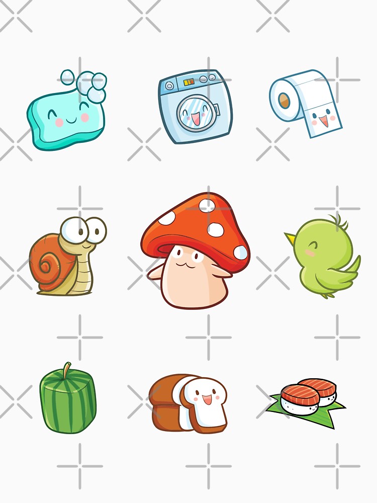 Kawaii mushroom, snail, bird, bread, sushi, watermelon, soap, laundry and toilet paper by MagicStrawberry