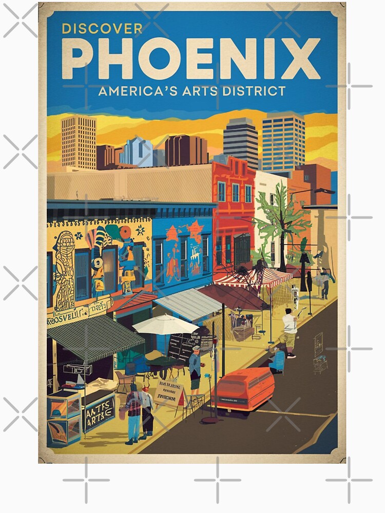 Phoenix Vintage Travel Poster by TravelerRat Unisex , , , Long Sleeve Tee