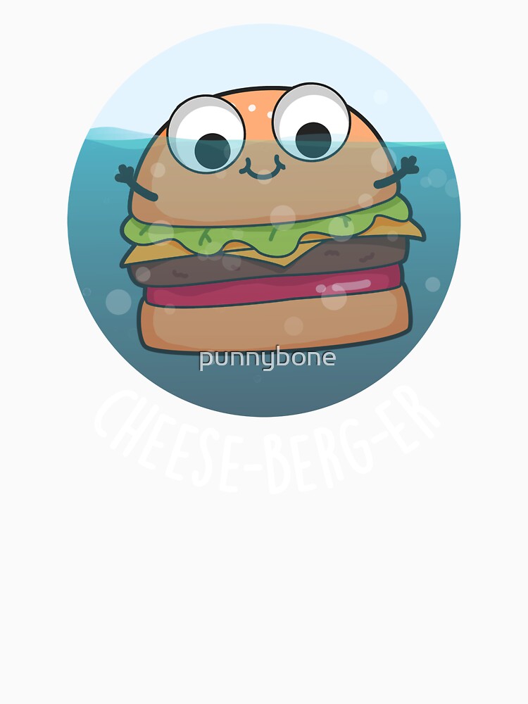 Ice-berg Funny Cheeseburger Pun (Dark BG) by punnybone Unisex , , , Long Sleeve Tee