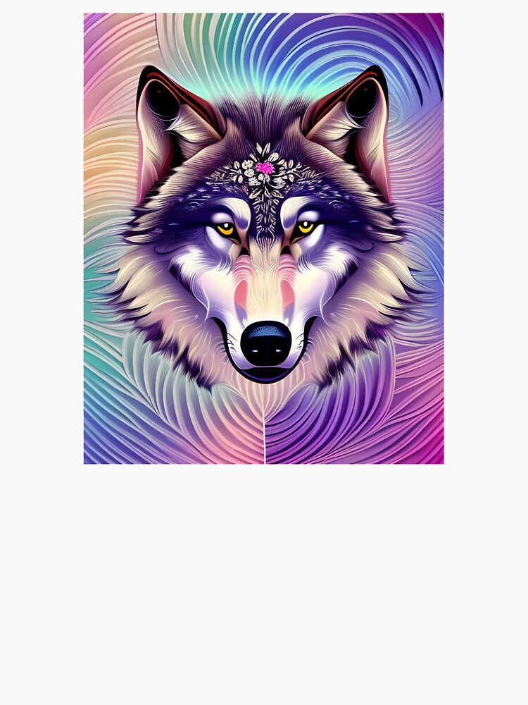 Psychedelic Pastel Wolf and Her Piercing Yellow Eyes by Stian Iversen