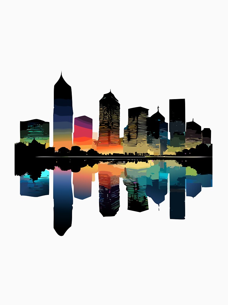 metropolis reflected in the water by Firas Aljazzar Unisex , , , Long Sleeve Tee