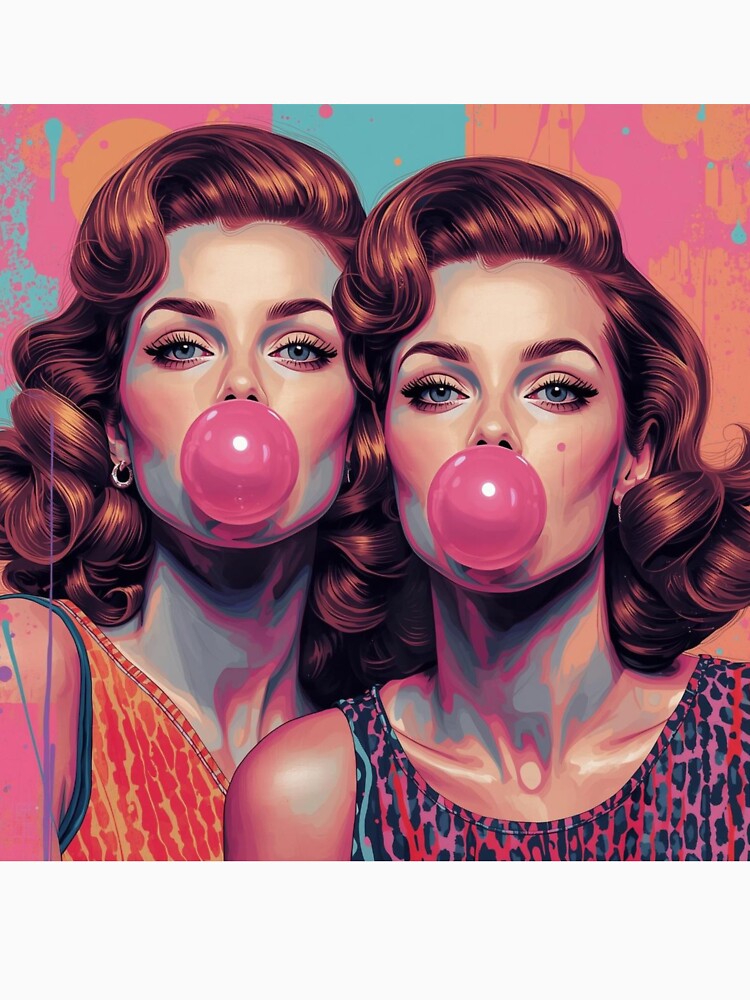 Pop art women with bubble gum by Anisha Vaz Unisex , , , Long Sleeve Tee