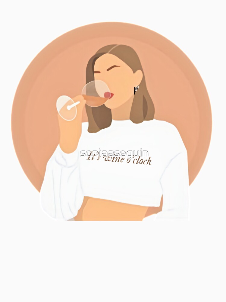 It's wine o'clock. Time for wine by soniaaseguin Unisex , , , Long Sleeve Tee